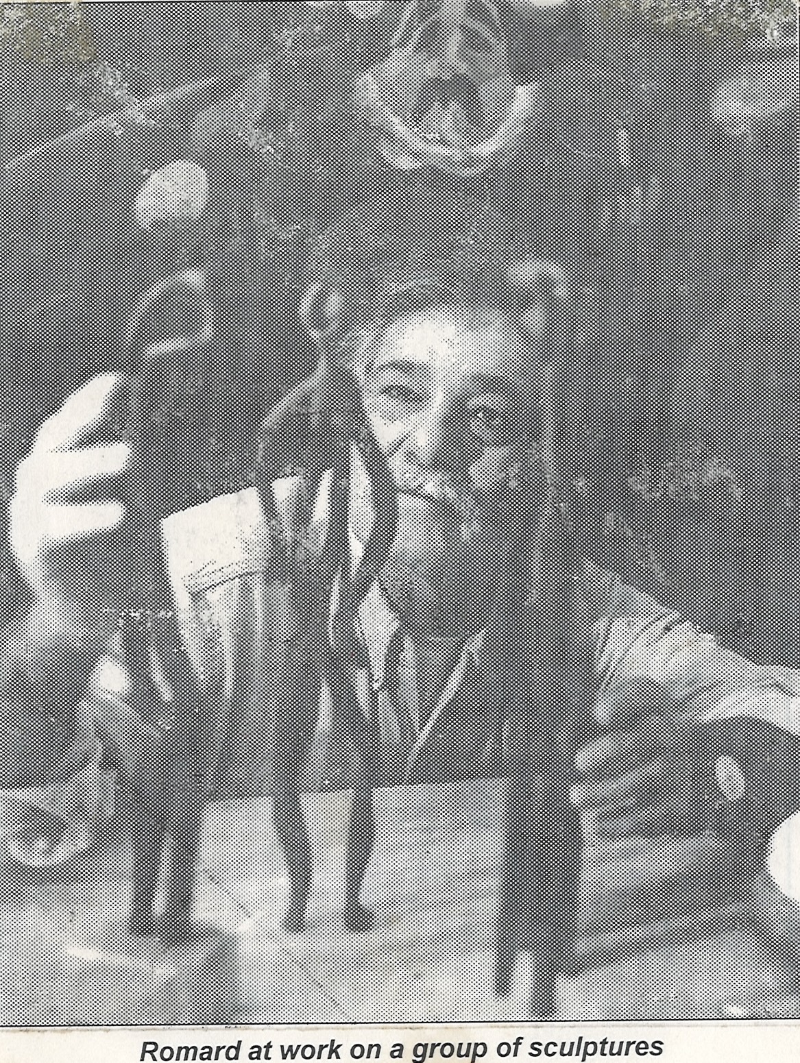 Romard with his sculptures